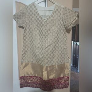 Hot Pink, Cream and Gold Saleaar Kameez